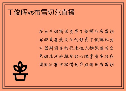 丁俊晖vs布雷切尔直播